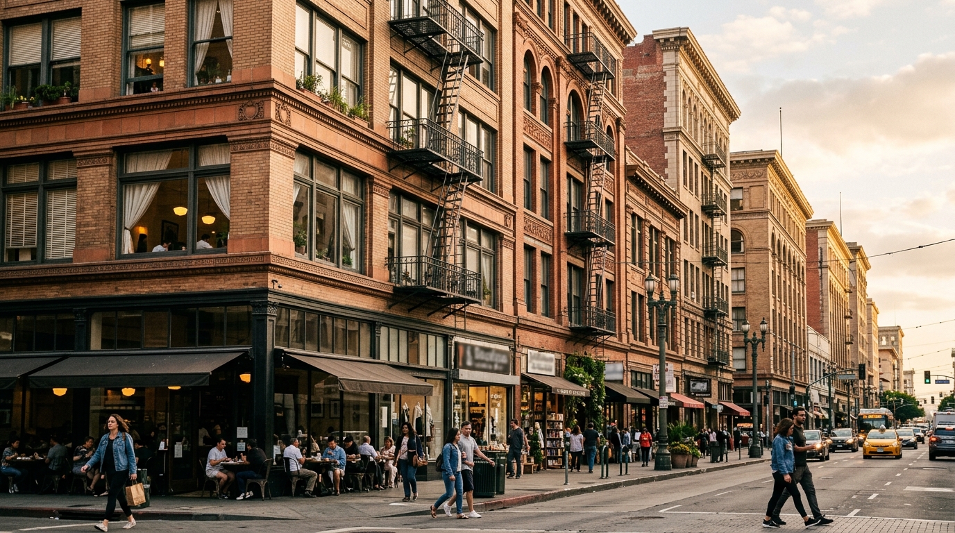 Adaptively reused historic buildings in the DTLA Historic Core