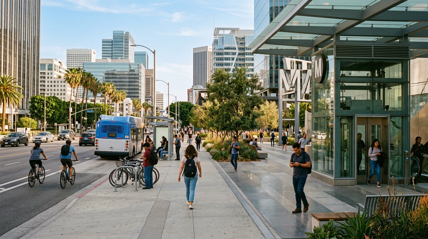 New D Line station entrance on Wilshire Boulevard