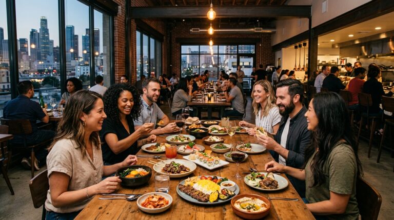 New Downtown Los Angeles restaurant with shared dishes and city views
